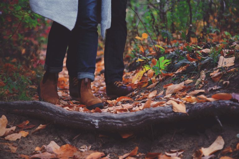Two people walking on the path in High Park