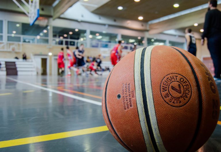 Students playing basketball